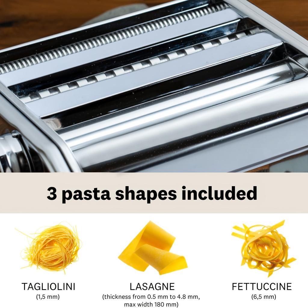 Pasta Maker Machine Stainless Steel Adjustable Manual Noodle Dumpling Press Two Cutters Spaghetti Fettuccini Lasagna Maker
