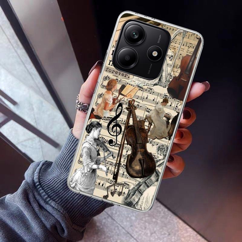 Music Violin Phone Case For Xiaomi Redmi Note 15 14 14S 13 12S 12 Pro Plus 11S 11 10S 10 4G Cover 11E 11T 5G Print Fundas Redmi