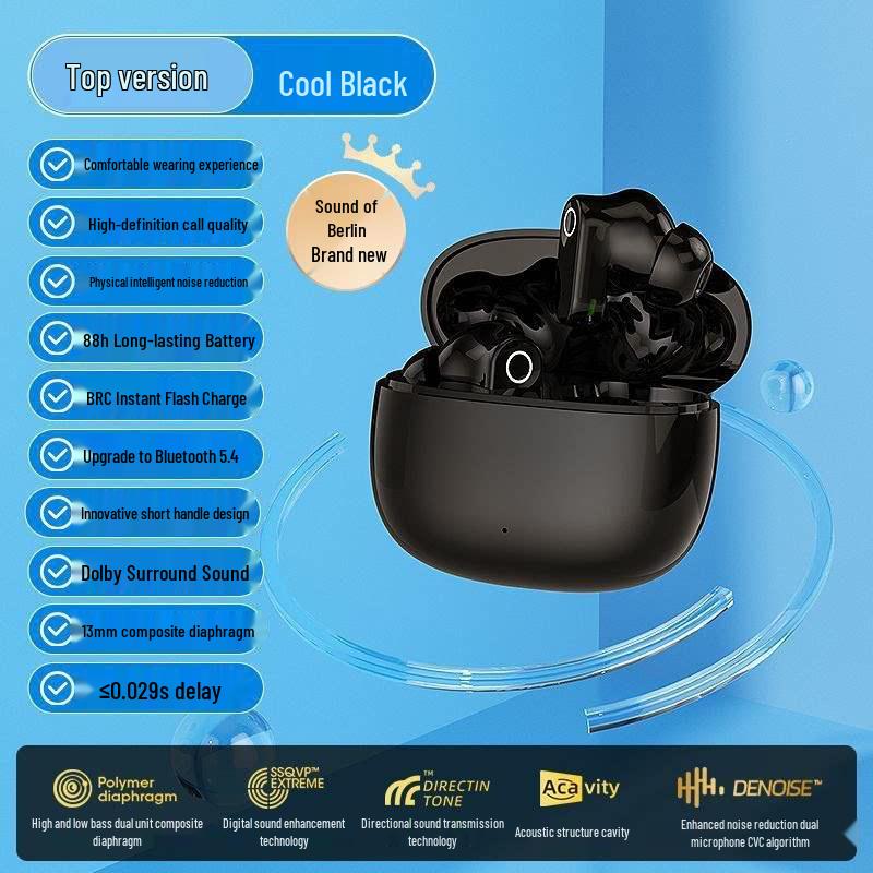 2026 Berlin Voice Wireless Bluetooth Earbuds - Noise Cancelling, High-Quality Sound, Stylish Design, Ideal for Sports, Ultra-Long Battery Life