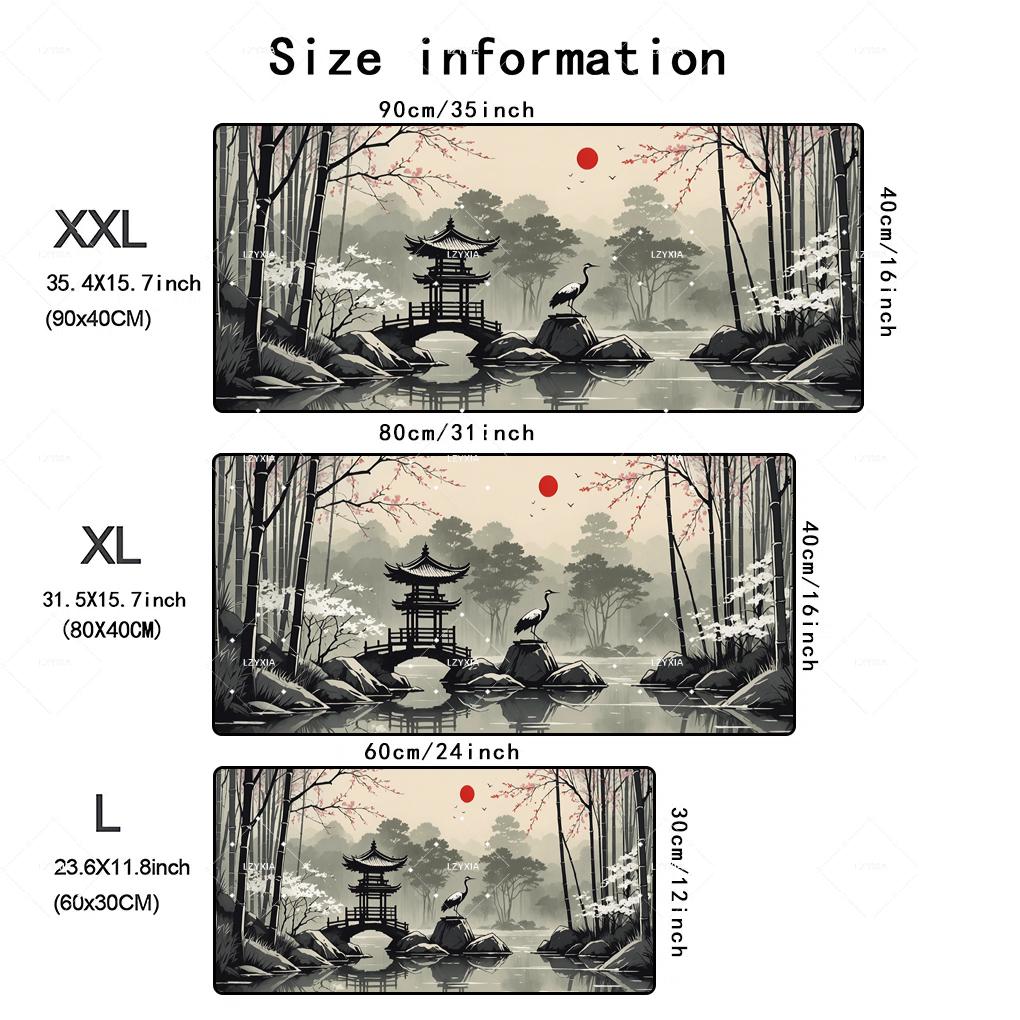 Japanese Landscape Mouse Pad New Computer Laptop Keyboard Mousemat Xxl Large Mousepad Gaming Nonslip Rubber Pc Office Desk Mats