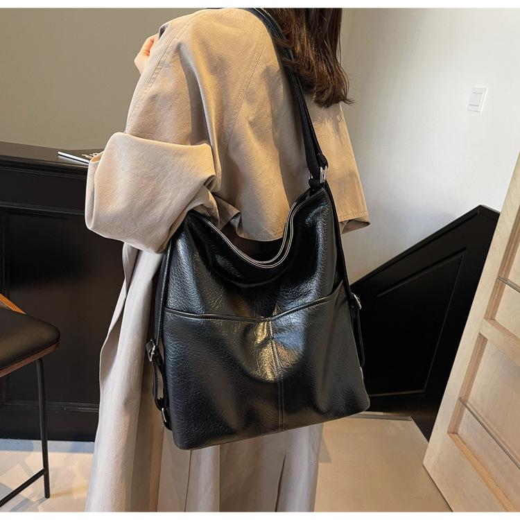 New Soft Leather Texture Armpit Bag High Capacity Women Backpack Versatile Commute Shoulder Tote Bag