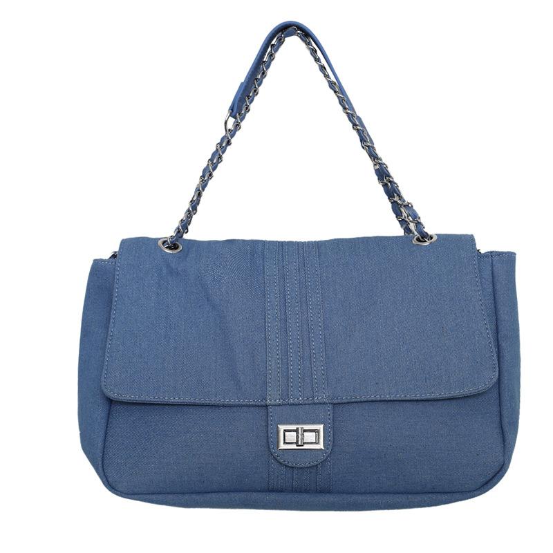

Сумка джинсовая женская большая вместимость 2024 новая сумка через плечо для отдыха сумка-мессенджер из ткани классическая сумка-тоут для поездок на работу синий