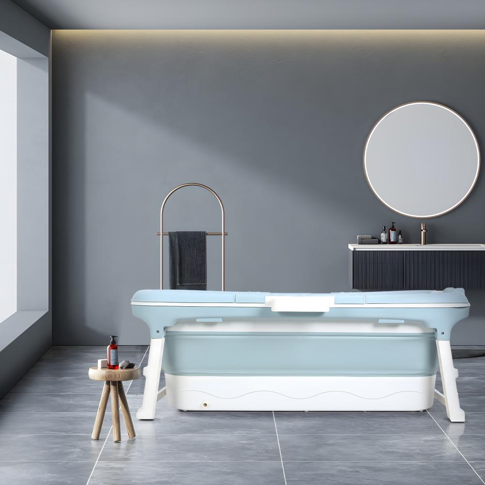 Up to 58 Inch Foldable Bathtub for Adults – Large Portable Collapsible Tub, Freestanding Hot & Ice Bath Spa, Easy Fold Design