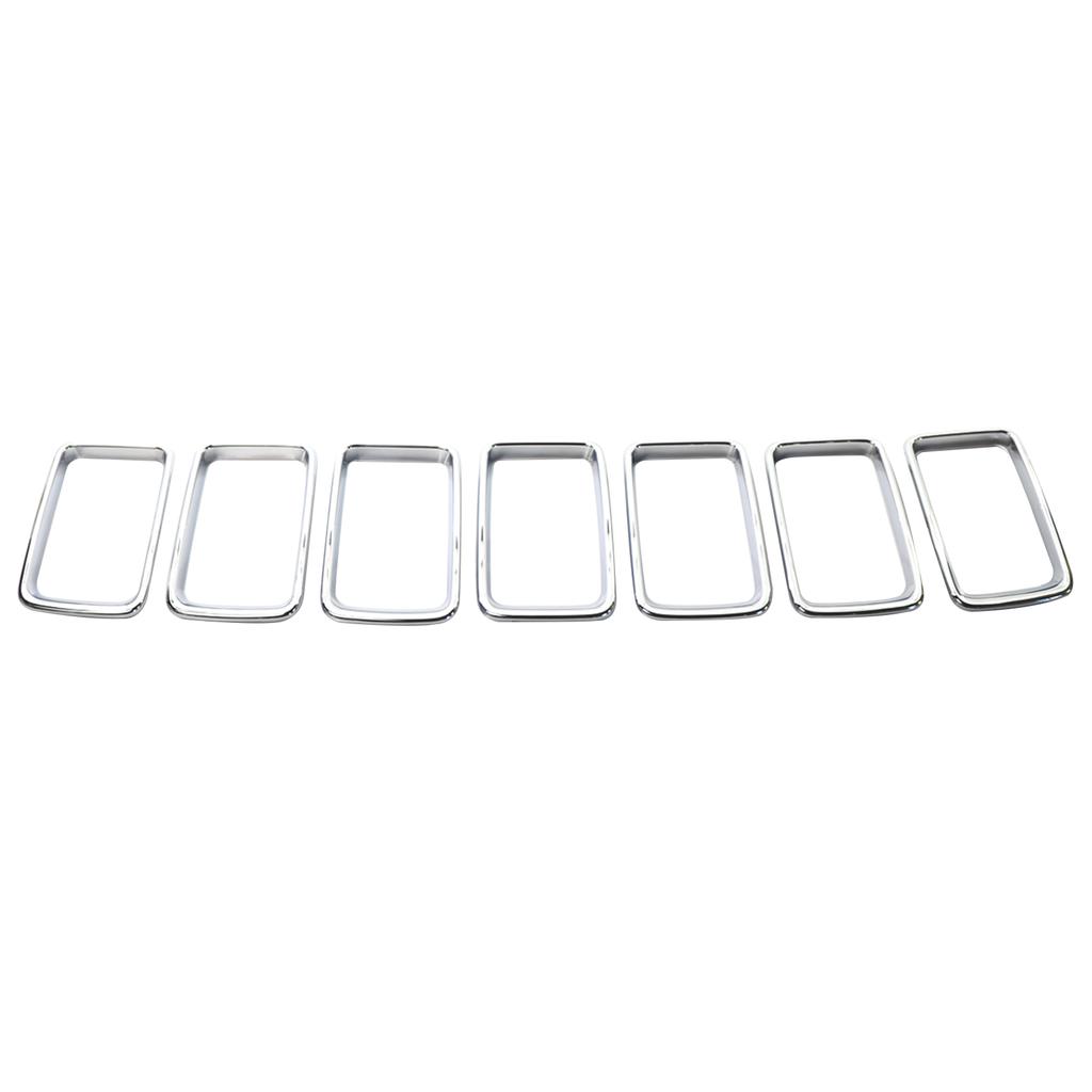 7pcs Front Grille Grill Inserted Ring Trim Cover Replacement for Jeep Grand Cherokee 2014-2016