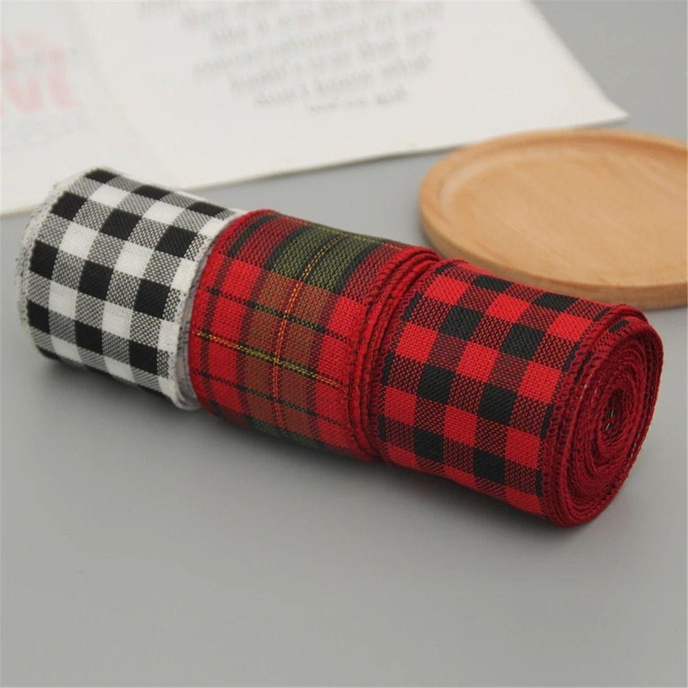 Imitation Linen Linen Ribbon Red Black Lattice Lattice Ribbon Christmas Plaid Ribbon  Gift Wrapping