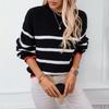 Pullover Vintage O Neck Sweater Long Sleeve Stripe Loose Knitwear Autumn Winter Top