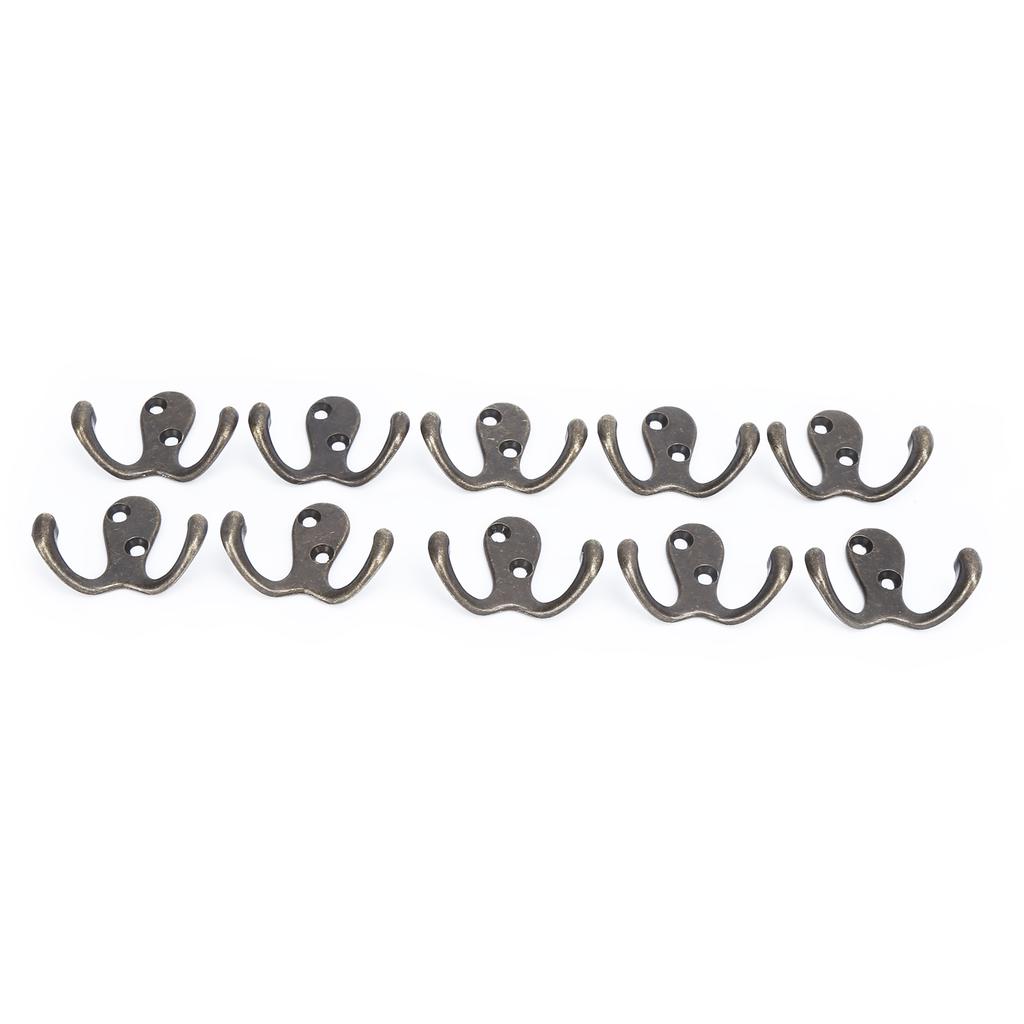 10Pcs Coat Hooks Small Double Prong AntiRust Sturdy Durable Convenient Wall Mounted Tiebacks for