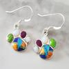 Vintage Cat Paw Earrings Synthetic Turquoise and Artificial Multi-color Animal Paw Print Pendant Earrings, Best for Christmas