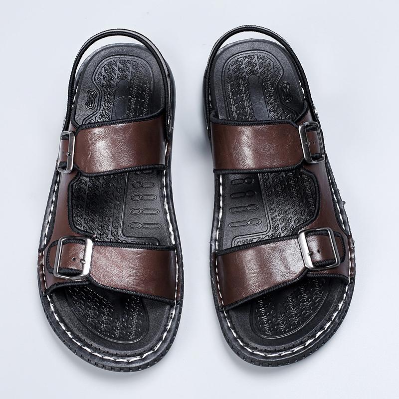 TUINANLE Pánské ležérní boty z PU kůže Outdoorové prodyšné sandály pro muže Hollow Out Mužské plážové boty Roman Shoes Cool Summer Flats