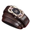 Men's Genuine Crocodile Pattern Leather Belt with Automatic Buckle - Stylish Casual Business Accessory