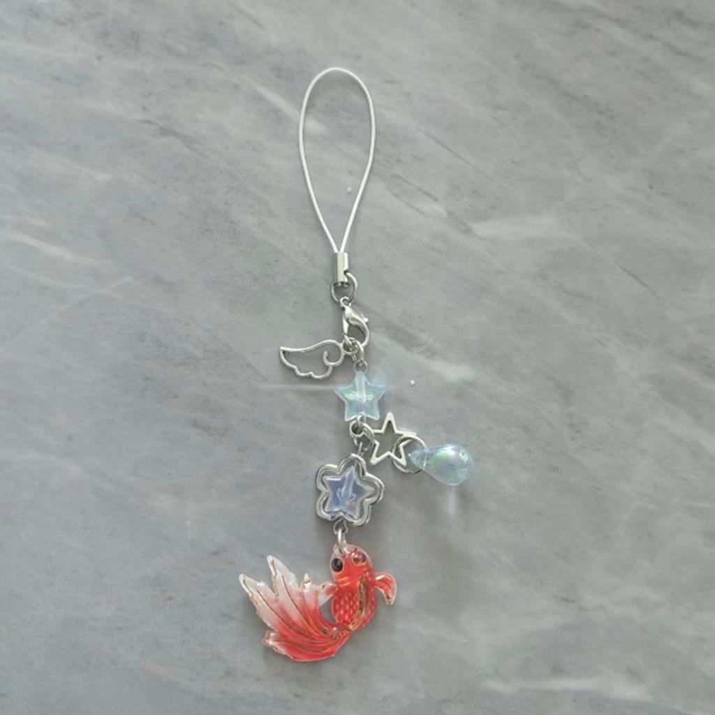 Vibranting Handmade Fish Star Bead Phone Charm Pendant Sturdy Acrylics Materials with Adjustable Length Designs