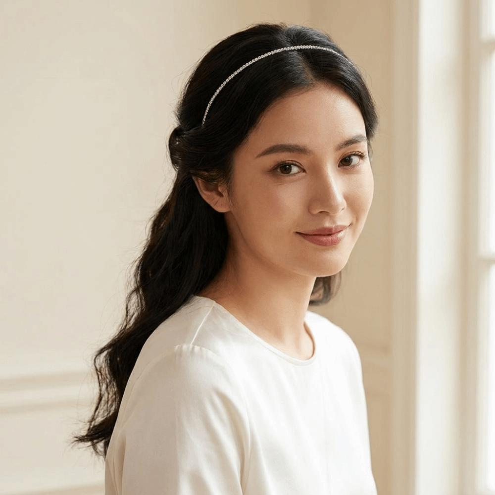 Minimalist Style Thin Headband Sparkling Hair Accessories Elegant Rhinestone Hair Hoop Girl
