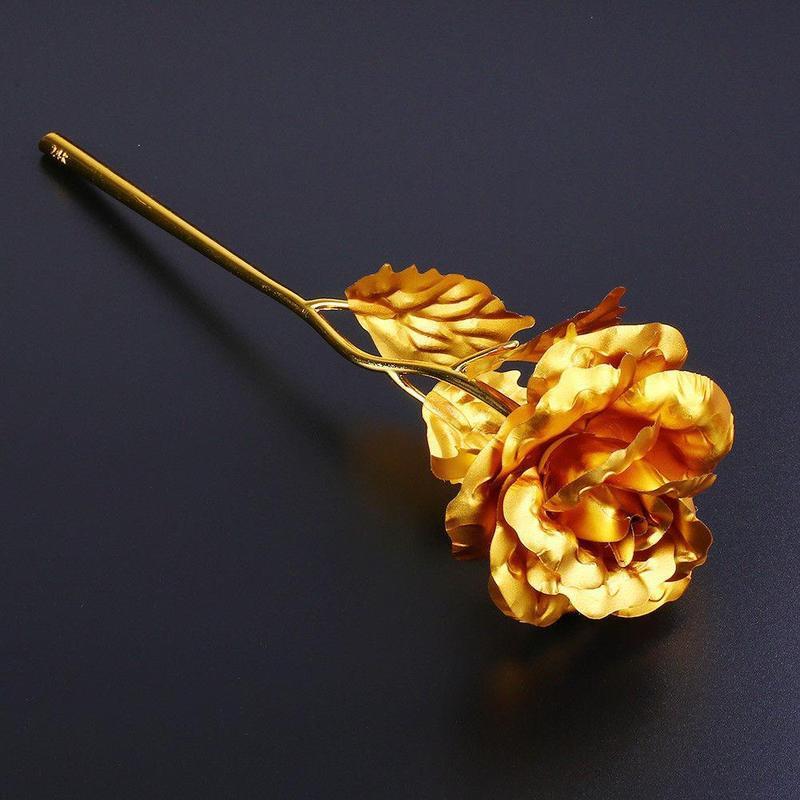 24k Gold Foil Plated Eternal Rose Flower for Romantic Valentine's Day Lover Wedding Mother's Day Gifts