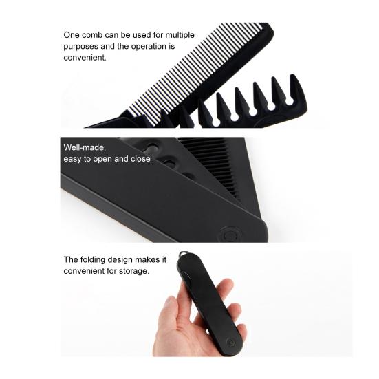 Folding 2 in 1 Hair Comb for Men Fluffy Texture Styling Comb Voluminous Wide Toothed Pocket Comb for Travel Everyday Hair Beard Mustache Grooming
