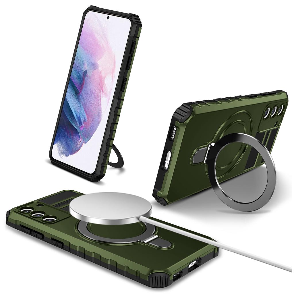 For Samsung Galaxy S21 4G/5G Case PC+TPU Kickstand Magnetic Phone Protection Cover
