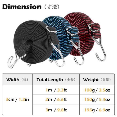 TRIWONDER Rubber Band for Cargo Bed, Rubber Strap, Rubber Belt for Securing Bicycle Cargo Bed, Rubber Rope, Bungee Cord, Hooks on Both Ends, Luggage F