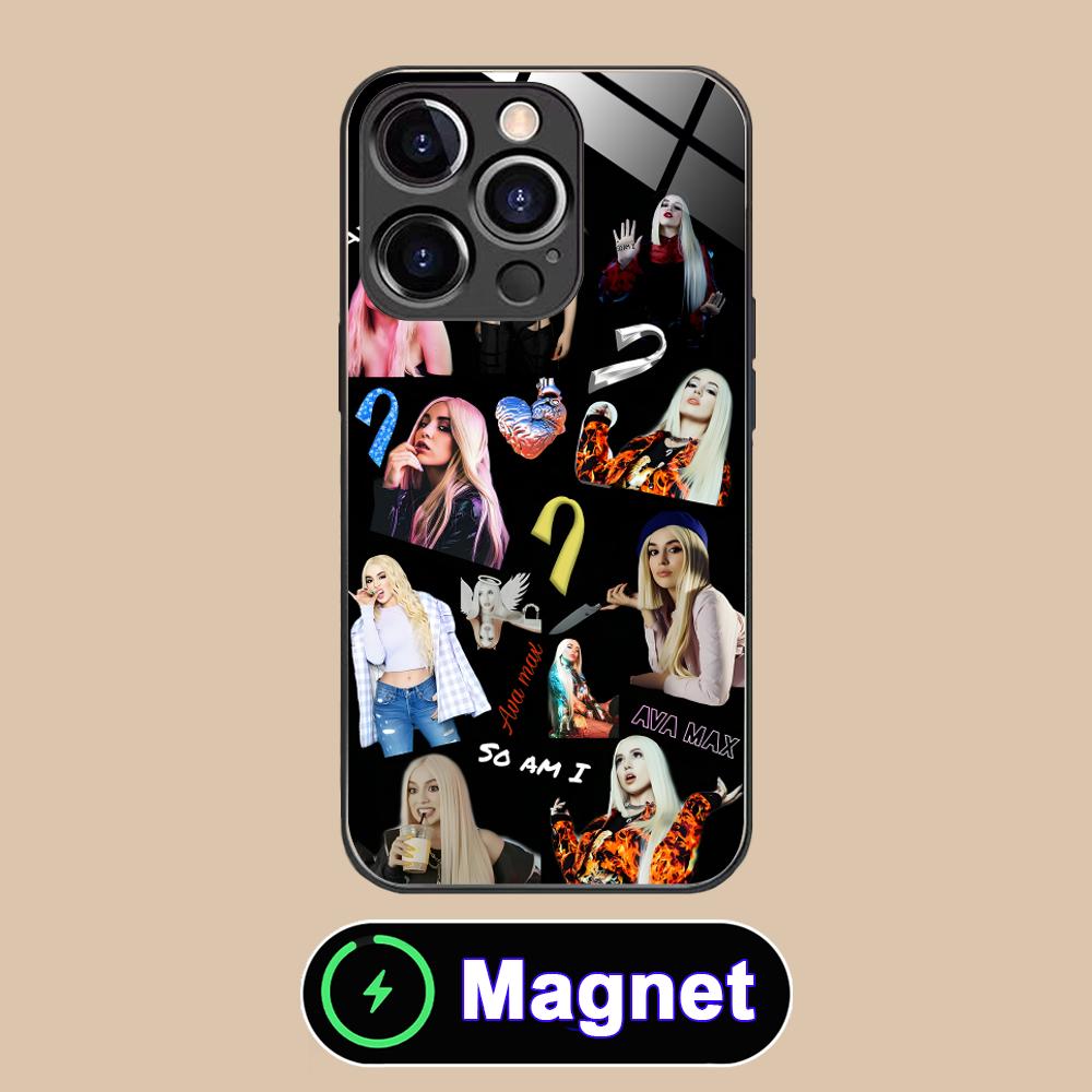 Fashion Ava Max Glass MagSafe Mobile Phone Case for iPhone 17 16 15 14 13 12 11 Air Pro Max Plus Mini Colorful Cover