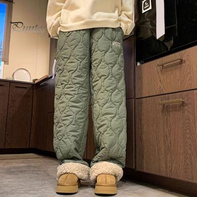 Herren Winter Fleecehose Plüschgefüttert Winddichte Thermo Lockere Hose Elastischer Bund Weites Bein Baumwollhose für den täglichen Gebrauch im Freien
