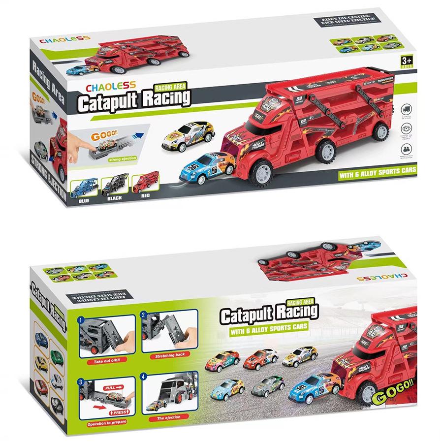 Deformation Toy Car Track: Folding Transport Truck with Pull-back Alloy Car