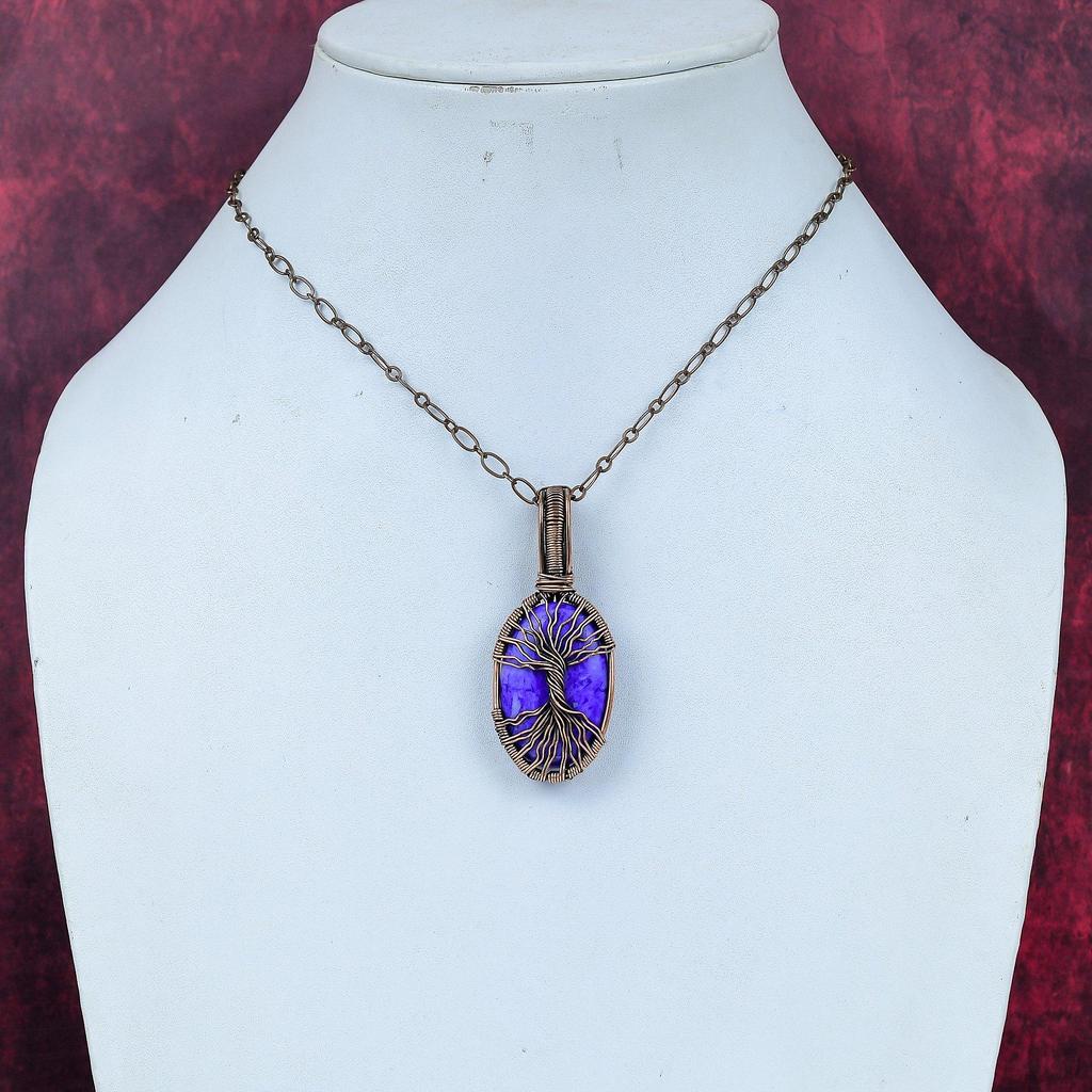 Tree of Life Charoite Pendant Copper Wire Wrapped Pendant Tree of Life Jewelry Gemstone Handmade Pendant Copper Jewelry Anniversary Gifts