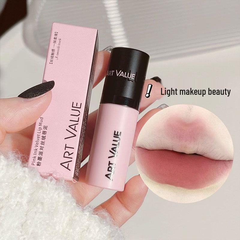 Art Value Velvet Lip Mud: Matte, Leichter, Nicht-Austrocknender Party-Lipgloss in Pink & Schwarz für Vielseitiges Herbst-/Winter-Make-up