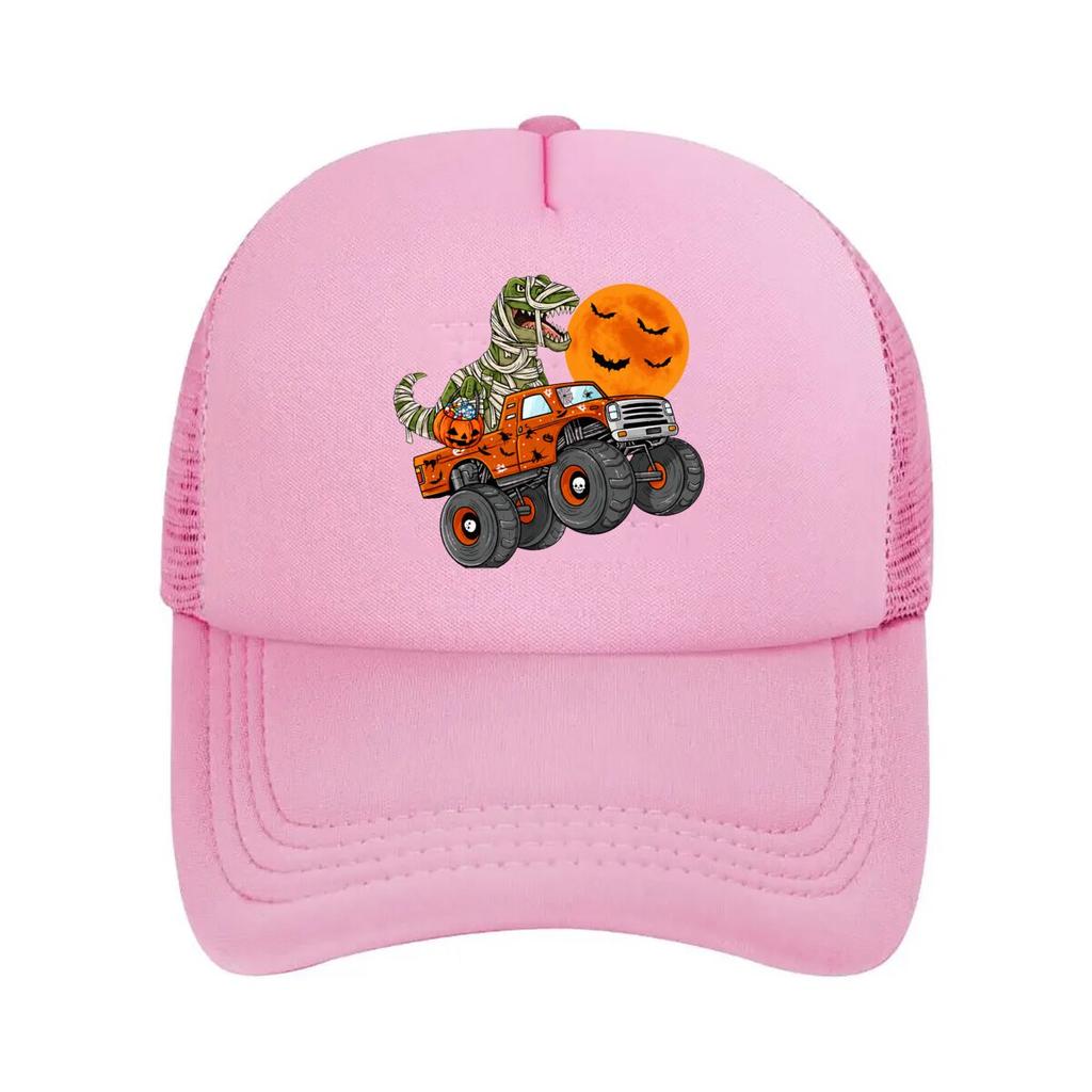 Halloween Mummy Dinosaur Monster Pumpkin Moon Bats Mesh Baseball Cap Casual Hat Outdoor  For Womens Unisex FeUnisex