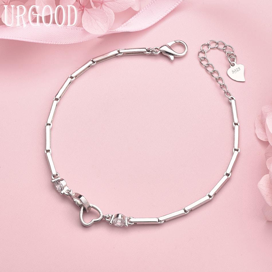 

925 Sterling Silver Charm Bracelet Gift Wedding Jewelry 20cm