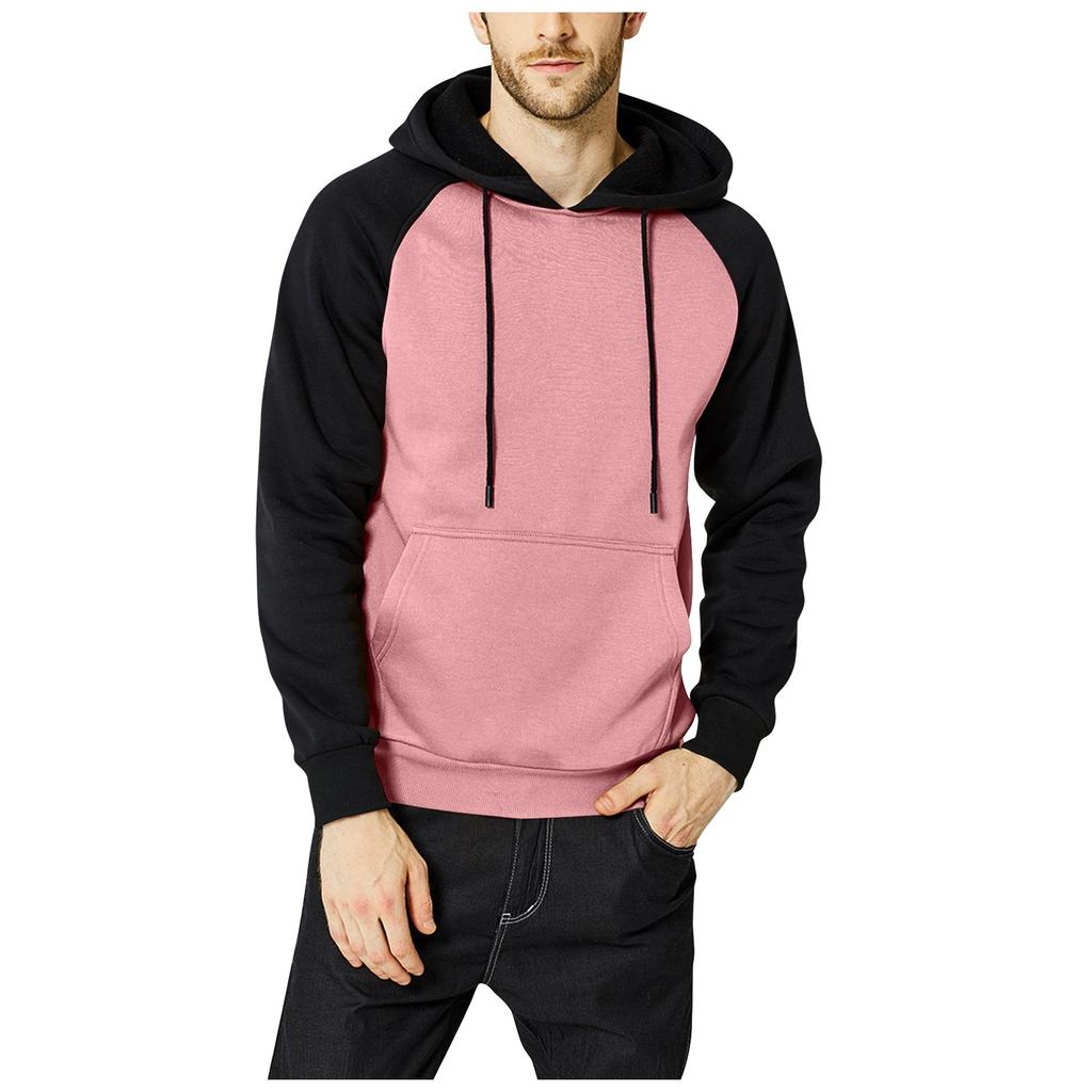 Men's Autumn And Winter Retro Bohemian Print Patchwork ContrastingPatchwork Loose Hooded Pullover