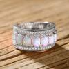 Aesthetic Luxury Wedding Band Female Imitation Opal Stone Finger Ring Delicate Bright Zirconia Accessories for Engagement