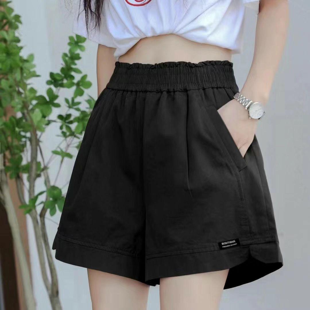 

Women s Plus Size Washed Cotton Wide-Leg Shorts - Summer 2026 Slimming Style M (for 80-105 lbs) чёрный