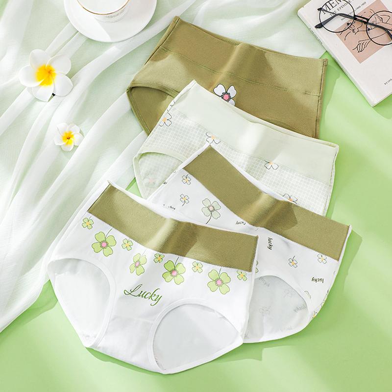 4 Teile/satz Hohe Taille Body Shaper Unterwäsche Plus Größe Baumwolle frauen Höschen Atmungs Druck Mädchen Briefs Weichen Weiblichen Dessous