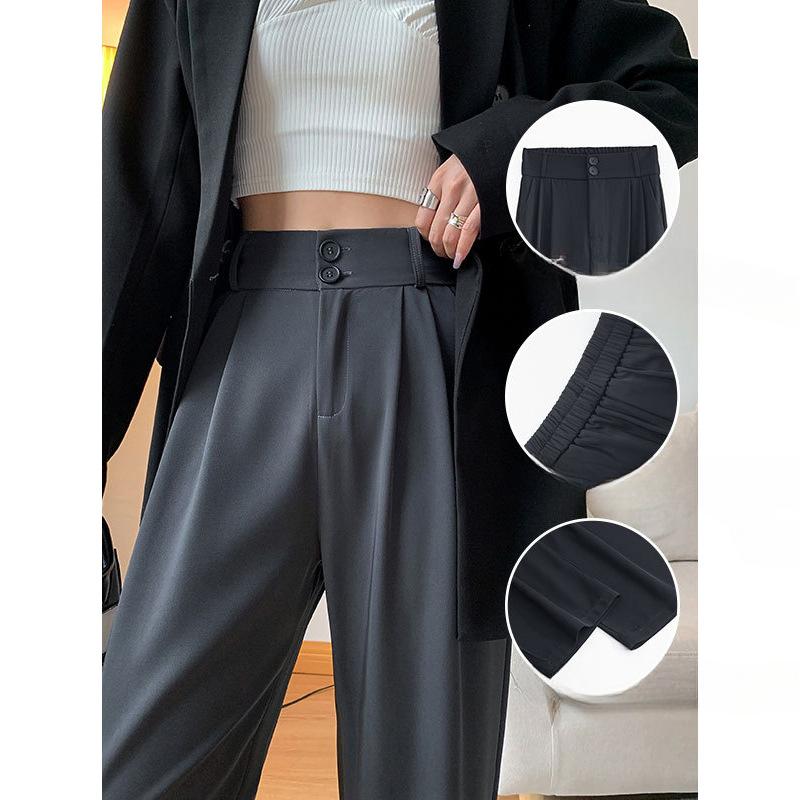 Latest Springtime and Autumn Suit Pants for Women with High Waist Drooping Narrow Version Straight Trousers Wide-leg Versatile Trousers
