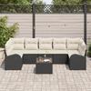 VidaXL Ensemble de Canapé de Jardin 8 Pièces avec Coussins Noir Poly Rotin 3345957