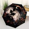 Enchanted Unicorns: A Magical Floral Fantasy Wall Art Print Umbrella, Cute Umbrella with Cute Design, Portable 3-Fold Compact Umbrella for Men & Women