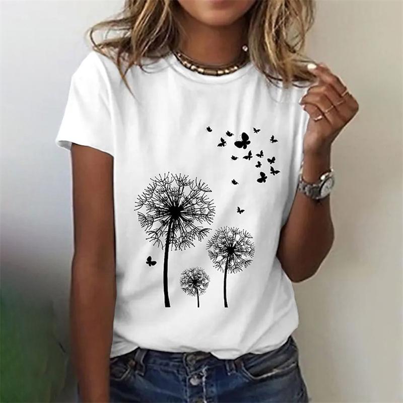 Dandelion 3d Print Cheap Clothes For Woman Female Fashion Loose Y2k Graphic T Shirts Girls Casual Harajuku Street Tshirt Tops