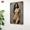 Vintage Tattoo Girl Metal Wall Art 8x12 Inch - Rustic Iron Decor Sign for Bar Cafe Bedroom Office - Retro Tattoo Inspired Room D