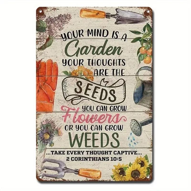 Gardening Vintage Metal Tin Sign  Wall Decor Because Murder Is Wrong Funny Plants Retro Sign for Farmhouse Home Room Decoration