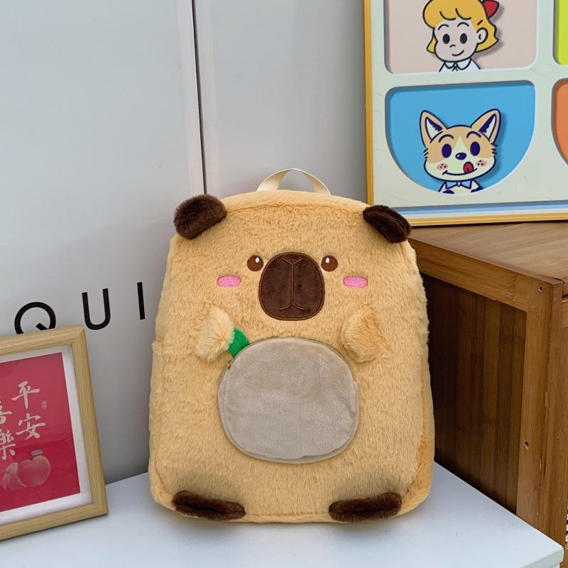 Schoolbag New Kapibara Foreign Girl Large Capacity Backpack Cute Capybara Cartoon Casual Student Plush Bag