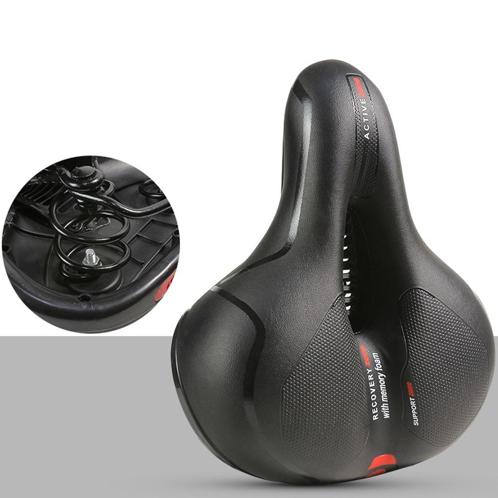 Bike Saddle Bicycle Seat Comfortable Wide Big Bum Bicycle Soft Saddle Riding Equipment Accessories Spring black and red #1