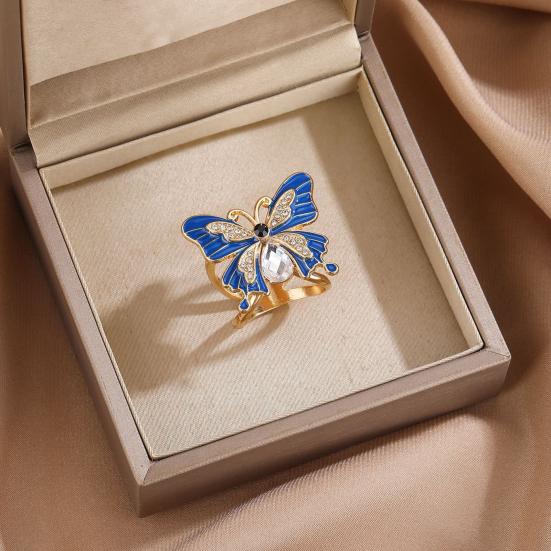 Lightweight Scarf Ring Jewelry Enamel Butterfly Ring, Sparkling Rhinestone Slide Durable for Women Retro Elegant Wrap Holder Neckerchiefs Scarves