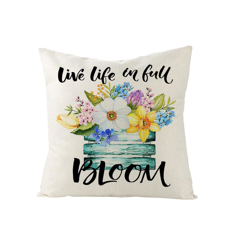 Flower Truck Pillowcase Nordic Linen Printed Sofa Pillowcase Living Room Bedroom Bedside Cushion Cover