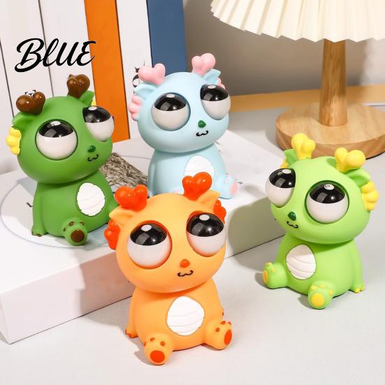 Dragon Stress Reliever Popping Eye Squeeze Toy Anxiety Relief Sitting Cartoon Child-friendly Pinch Sensory Soft Ball Animal Fidget