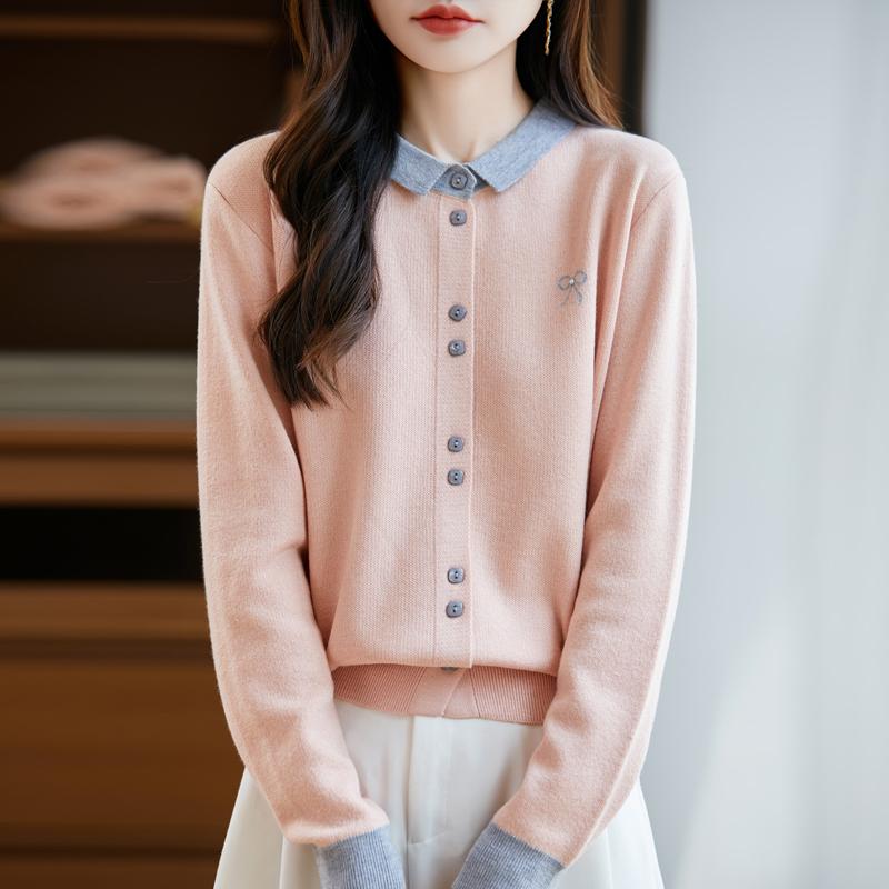 QingHe Cashmere Women's 30% Cashmere Cardigan - Soft & Warm Wool Blend Sweater