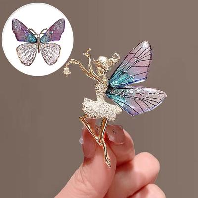 Fashion Angel Inlaid Zircon Brooch Alloy Rhinestone Sequin Corsage for Women Butterfly Dragonfly Bee Brooch Insect Jewelry