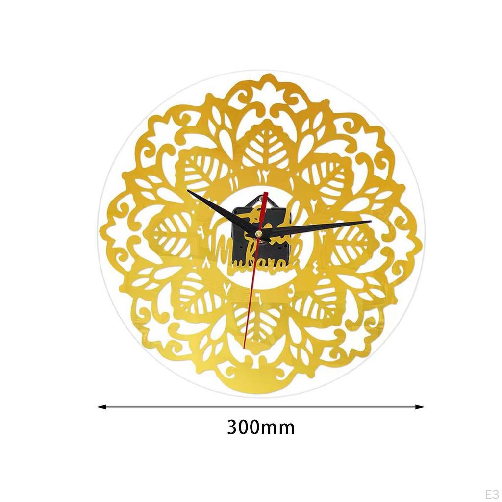 12" Islamic Wall Clock Quartz Clocks Silent, Battery Operated Modern Watches Acrylic for Muslim Eid