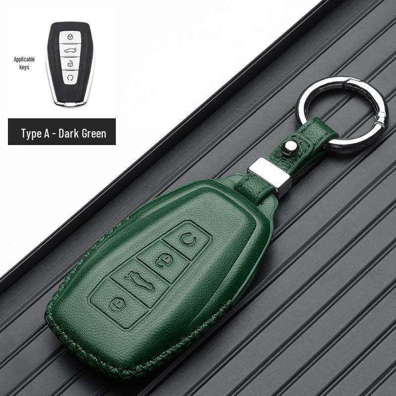 Genuine Leather Key Case for Geely Boyue, Xingyue L, Binyue ICON, Xingrui, Panda Mini - Premium Metal Shell