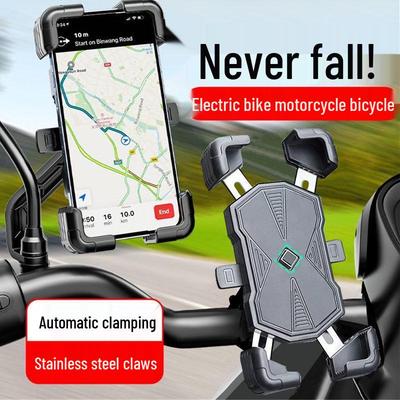 Suporte de Telefone de Liga Metálica à Prova de Choque para Motocicleta e Bicicleta para Navegação e Motociclistas de Entrega de Veículos Elétricos