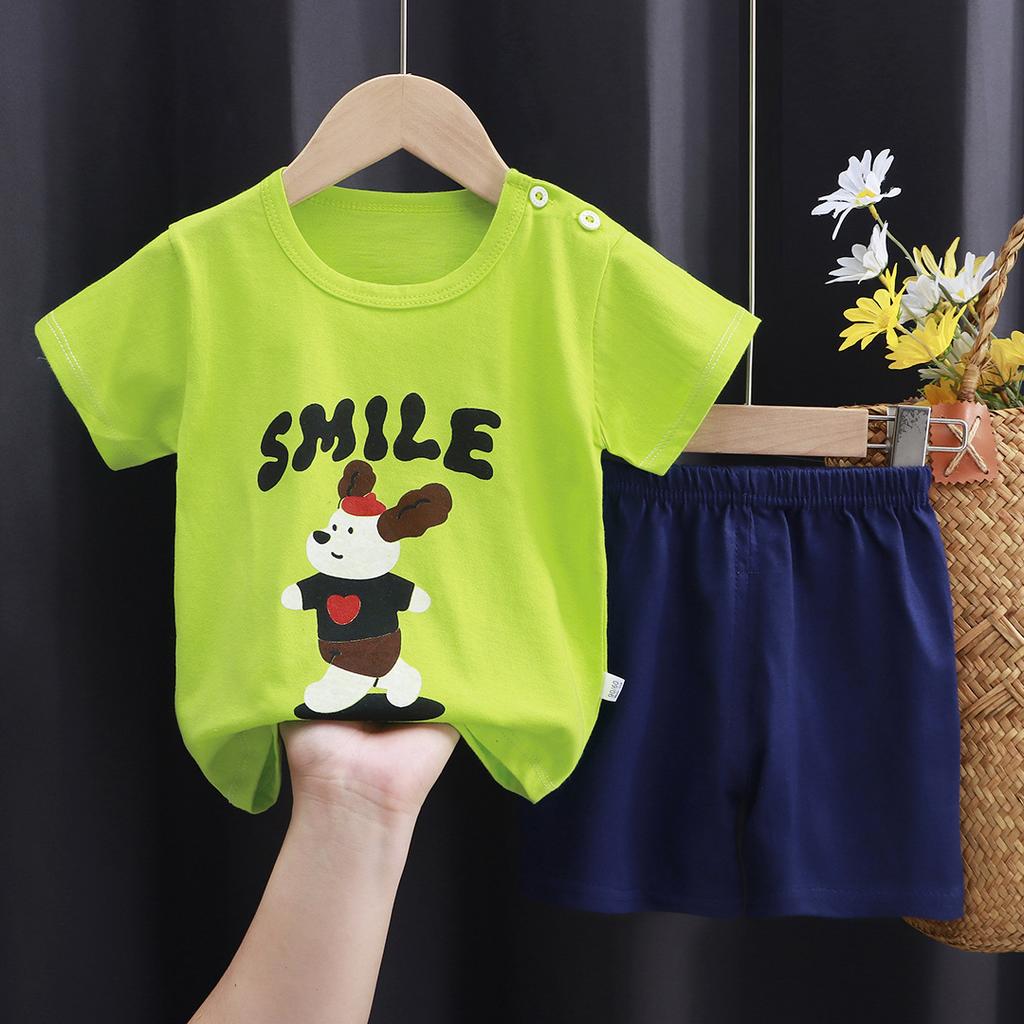 Children's Cotton T-shirt Set - Summer Boys' Casual Short-sleeved Shorts 2-piece Set