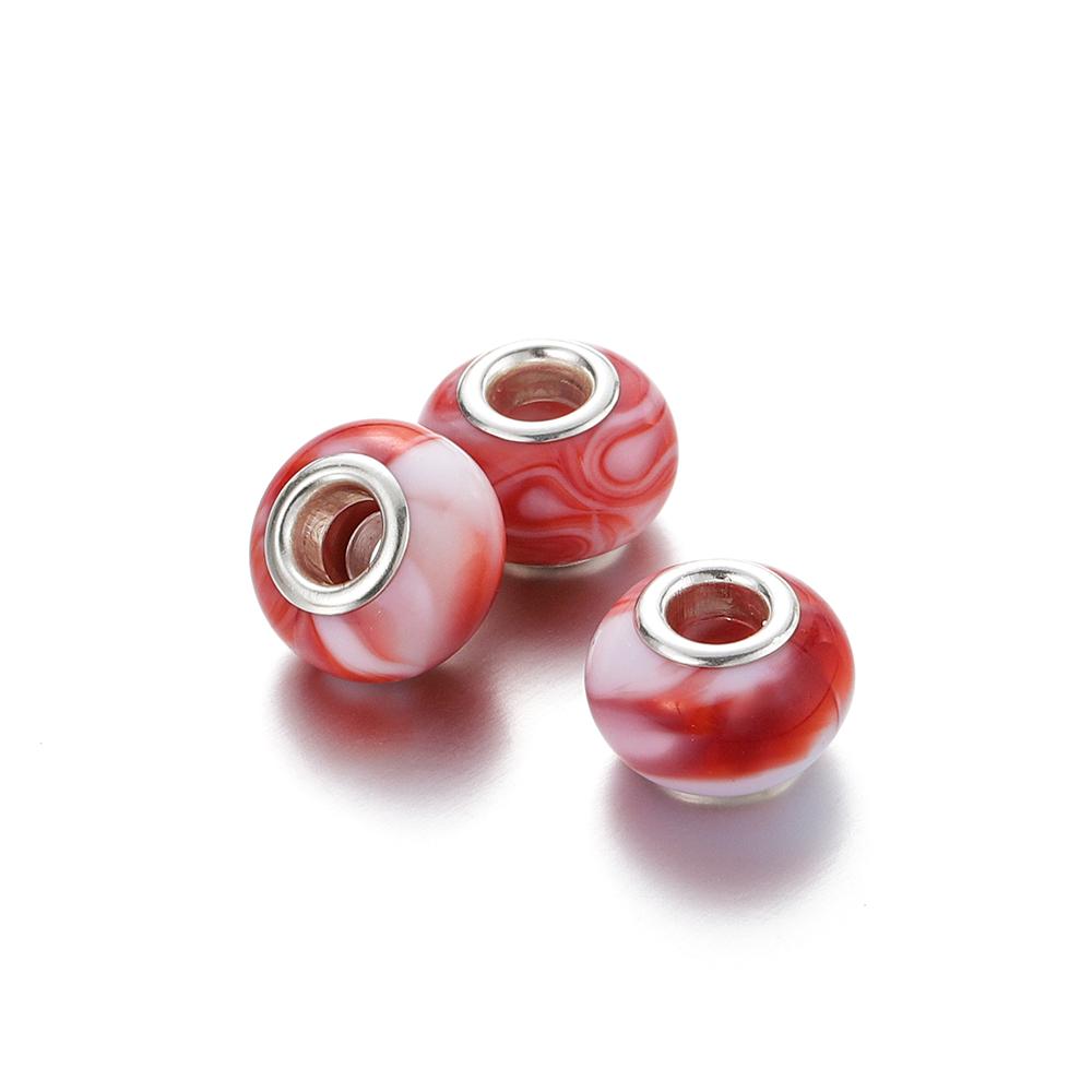 5Pcs 9-14mm Big Hole Halo Dyein Round Plastic Acrylic ABS Lmitation Pearl Beads Charm Loose Counter Jewelry Findings Making