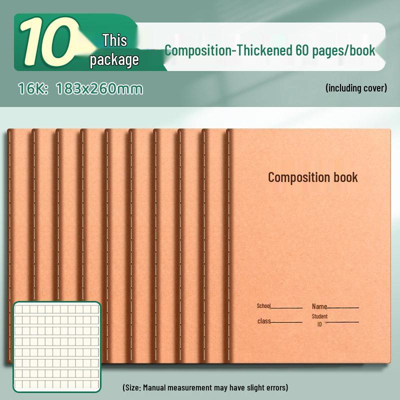 B5 Composition Notebook - Extra Thick, 400 Squares for Grades 2-6, First Semester, Elementary School, Language Arts.